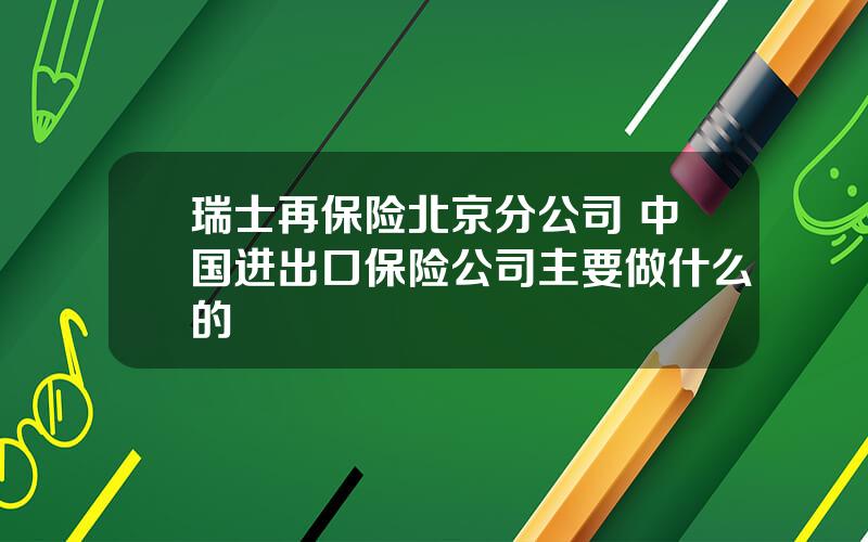 瑞士再保险北京分公司 中国进出口保险公司主要做什么的